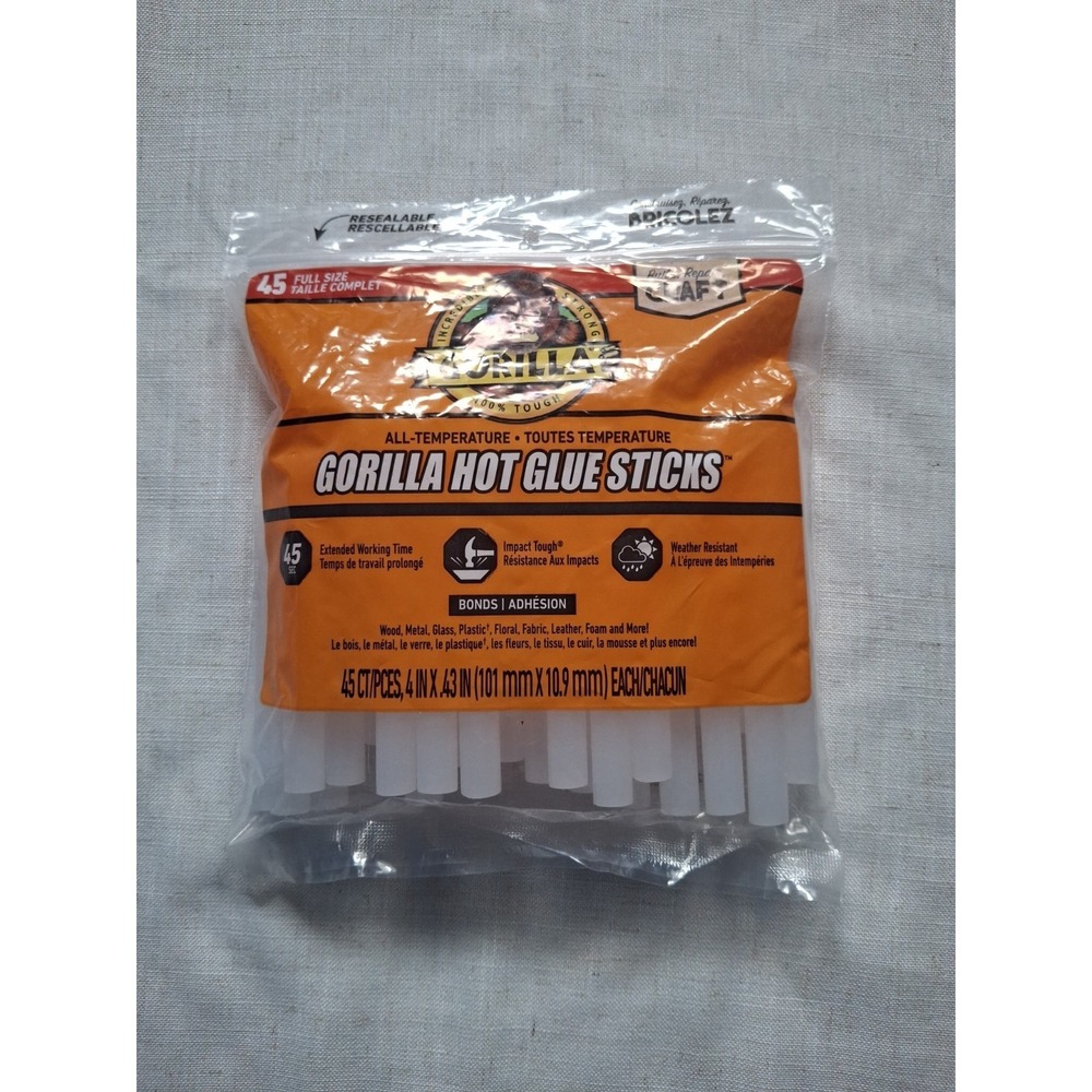 Gorilla 3034502 Hot Glue Sticks 4 In. Full Size 45count